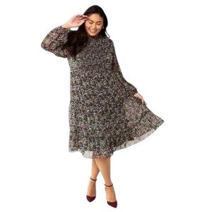 Draper James Long Sleeve Smocked Tiered Dress Green Multicolor Floral Size 2X